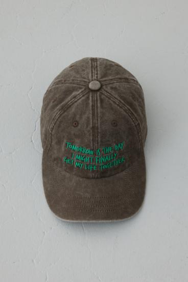 ウォッシュ加工フロントメッセージキャップ 詳細画像