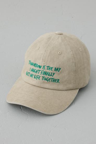 ウォッシュ加工フロントメッセージキャップ