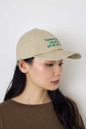 ウォッシュ加工フロントメッセージキャップ 詳細画像