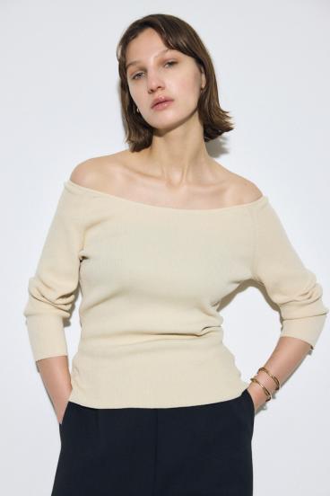 オフショルニットトップス 詳細画像