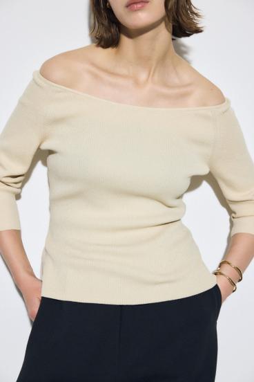 オフショルニットトップス 詳細画像