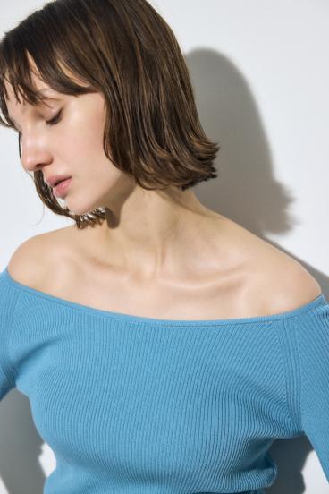 オフショルニットトップス 詳細画像