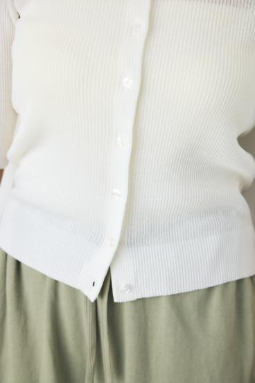 シアーリブ5分袖カーディガン 詳細画像