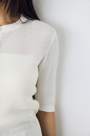 シアーリブ5分袖カーディガン 詳細画像