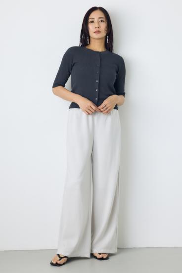 シアーリブ5分袖カーディガン 詳細画像