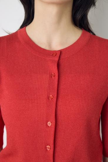 シアーリブ5分袖カーディガン 詳細画像