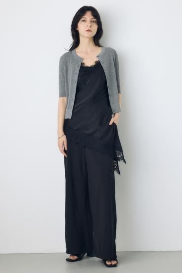 シアーリブ5分袖カーディガン 詳細画像