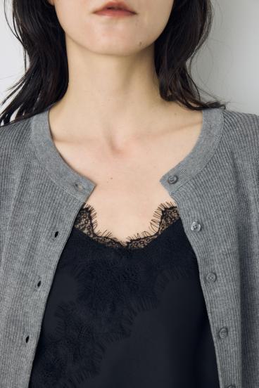 シアーリブ5分袖カーディガン 詳細画像