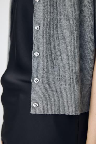 シアーリブ5分袖カーディガン 詳細画像