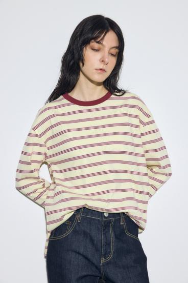 マルチボーダー長袖トップス