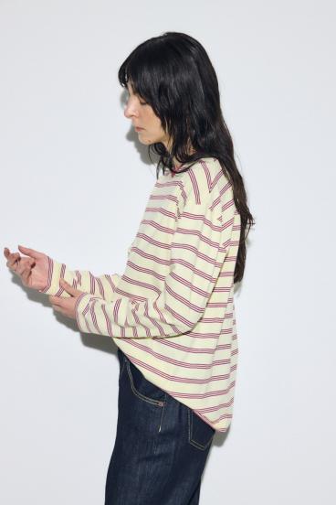 マルチボーダー長袖トップス 詳細画像