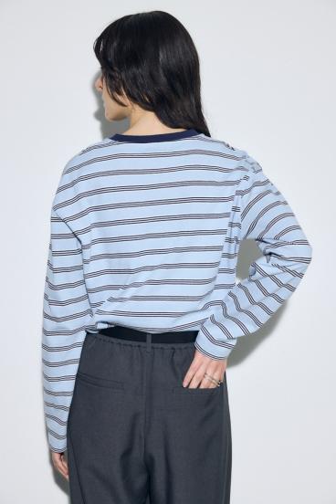 マルチボーダー長袖トップス 詳細画像