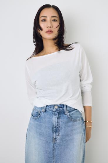 シアーカットオフショルトップス 詳細画像