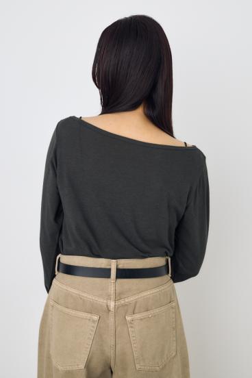 シアーカットオフショルトップス 詳細画像