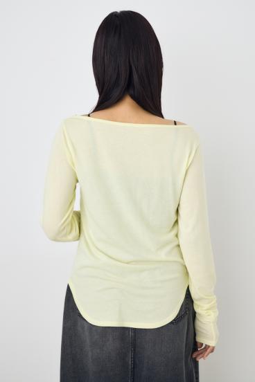 シアーカットオフショルトップス 詳細画像