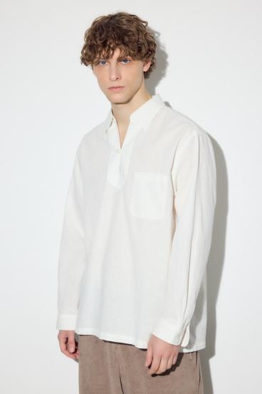 フレンチリネンCOOLMAXスキッパーシャツ 詳細画像