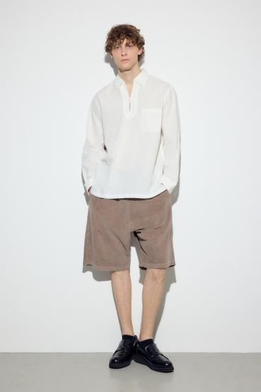 フレンチリネンCOOLMAXスキッパーシャツ 詳細画像