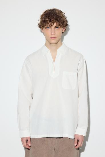 フレンチリネンCOOLMAXスキッパーシャツ 詳細画像