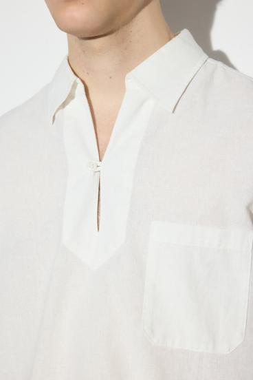 フレンチリネンCOOLMAXスキッパーシャツ 詳細画像