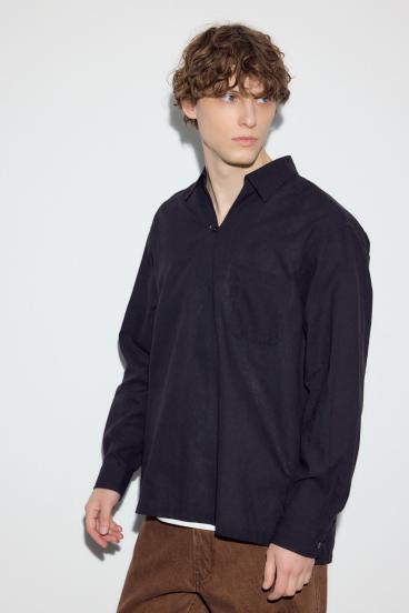 フレンチリネンCOOLMAXスキッパーシャツ 詳細画像