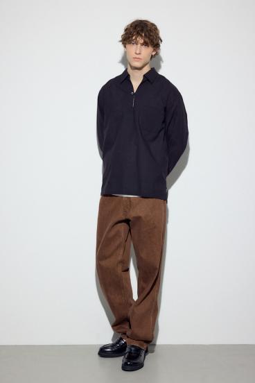 フレンチリネンCOOLMAXスキッパーシャツ 詳細画像