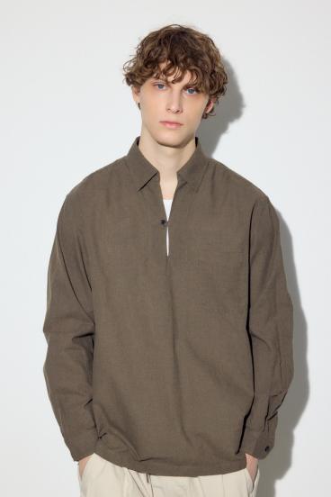 フレンチリネンCOOLMAXスキッパーシャツ