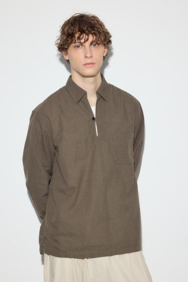 フレンチリネンCOOLMAXスキッパーシャツ 詳細画像