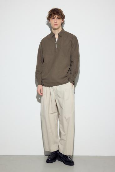 フレンチリネンCOOLMAXスキッパーシャツ 詳細画像