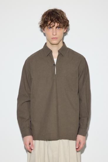 フレンチリネンCOOLMAXスキッパーシャツ 詳細画像