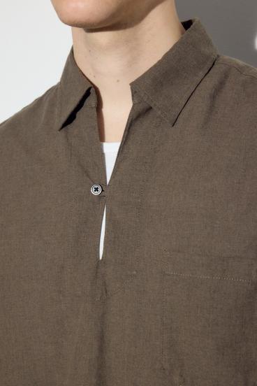 フレンチリネンCOOLMAXスキッパーシャツ 詳細画像