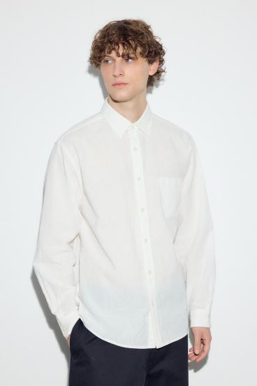 【SS先行アイテム】フレンチリネンCOOLMAXストライプシャツ