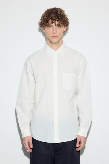 【SS先行アイテム】フレンチリネンCOOLMAXストライプシャツ 詳細画像