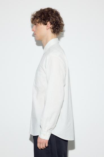 【SS先行アイテム】フレンチリネンCOOLMAXストライプシャツ 詳細画像