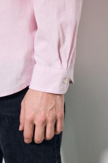 【SS先行アイテム】フレンチリネンCOOLMAXストライプシャツ 詳細画像