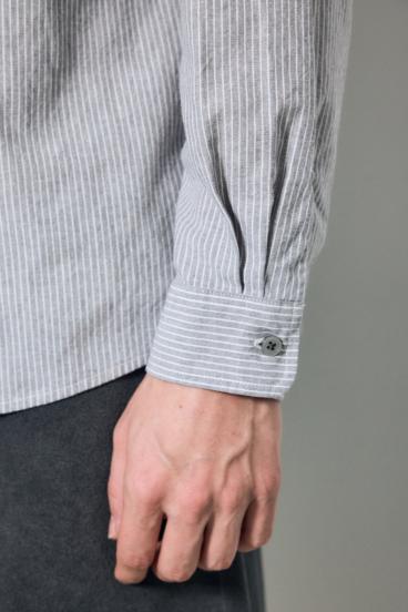 【SS先行アイテム】フレンチリネンCOOLMAXストライプシャツ 詳細画像