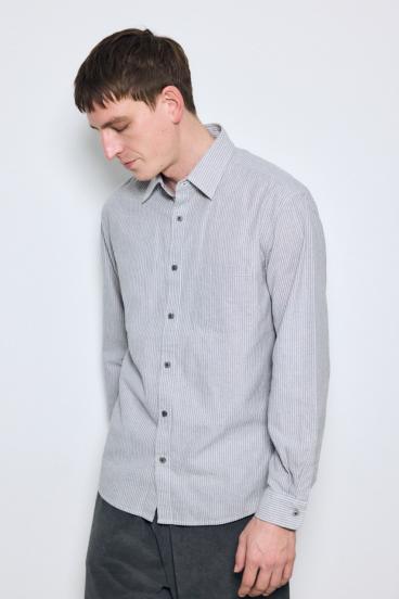 【SS先行アイテム】フレンチリネンCOOLMAXストライプシャツ