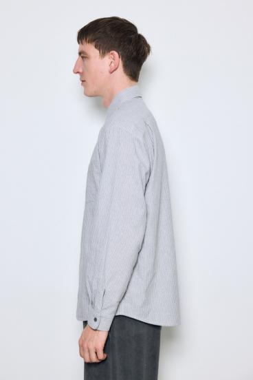 【SS先行アイテム】フレンチリネンCOOLMAXストライプシャツ 詳細画像