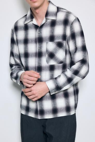 フレンチリネンオンブレーチェックシャツ 詳細画像