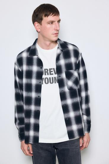 フレンチリネンオンブレーチェックシャツ