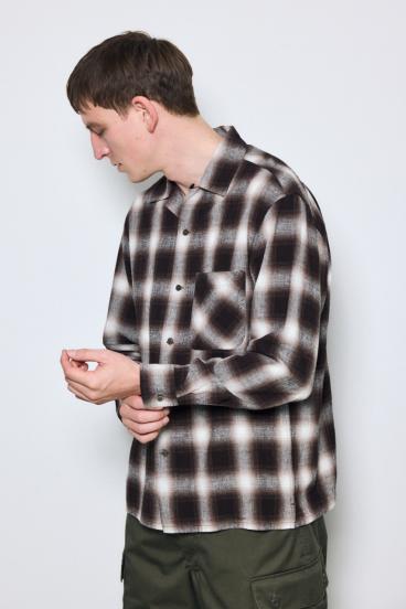 フレンチリネンオンブレーチェックシャツ