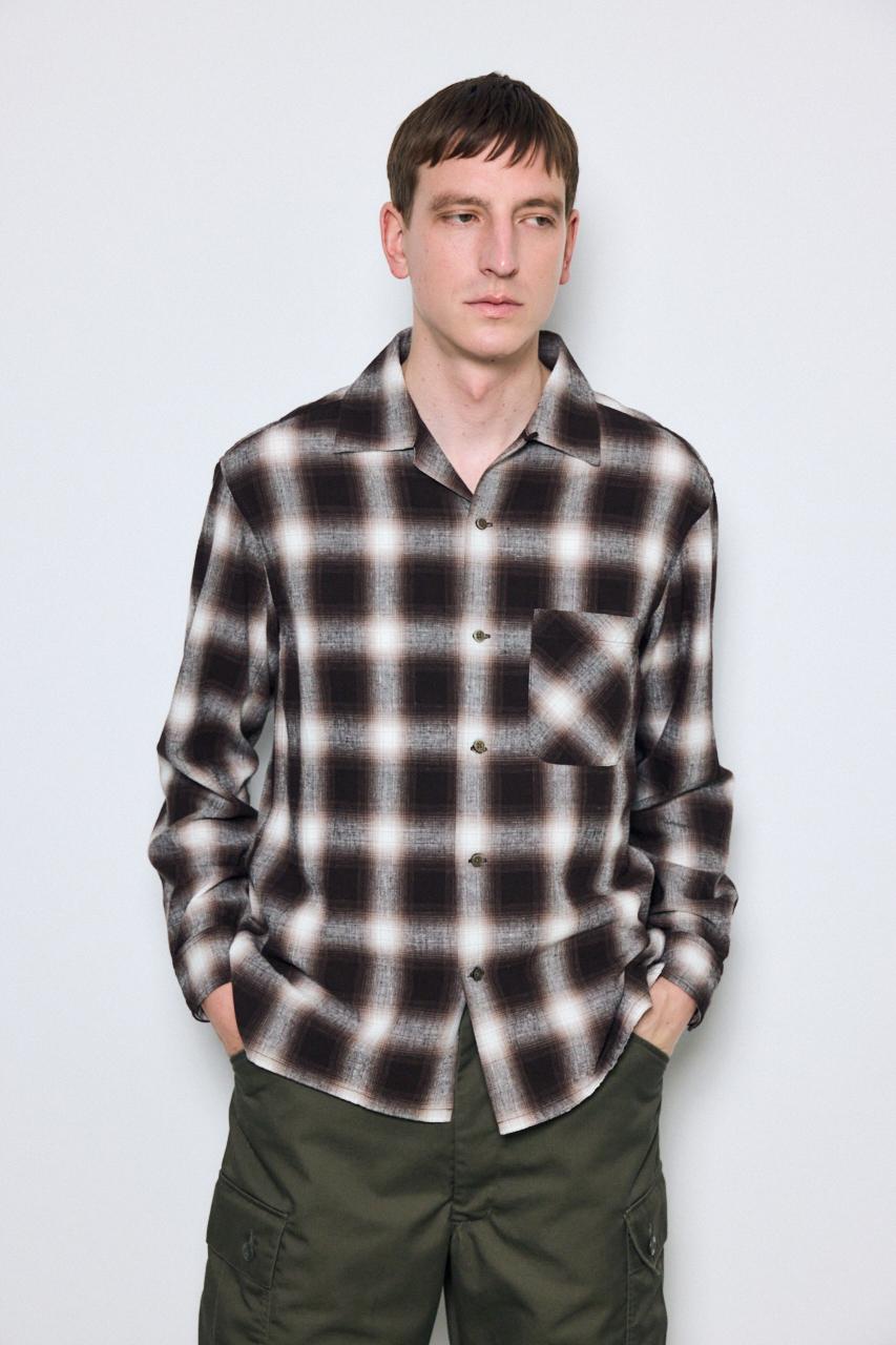 フレンチリネンオンブレーチェックシャツ｜MEN｜251JSB30-1511｜AZUL