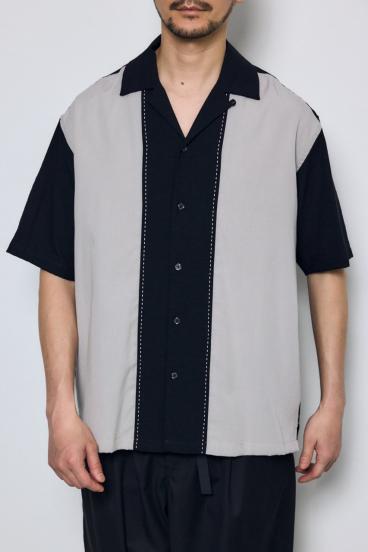 ツートーン切替開襟半袖シャツ