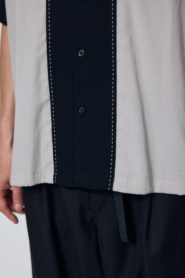 ツートーン切替開襟半袖シャツ 詳細画像