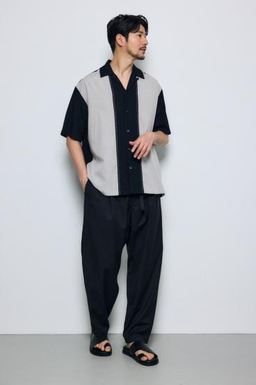 ツートーン切替開襟半袖シャツ 詳細画像