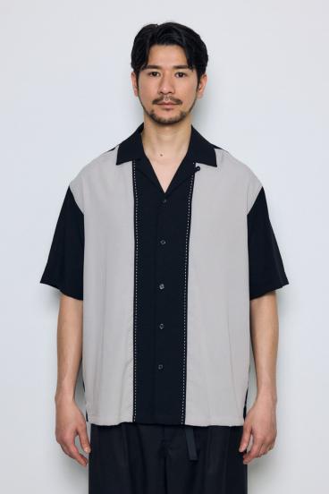 ツートーン切替開襟半袖シャツ 詳細画像
