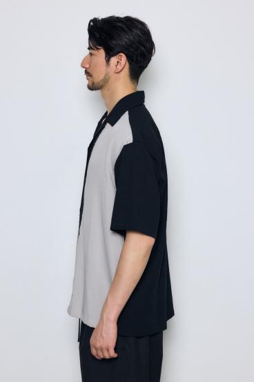 ツートーン切替開襟半袖シャツ 詳細画像