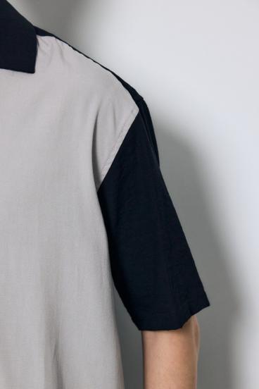 ツートーン切替開襟半袖シャツ 詳細画像