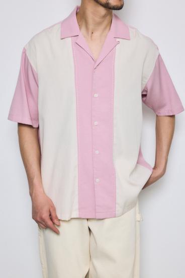 ツートーン切替開襟半袖シャツ