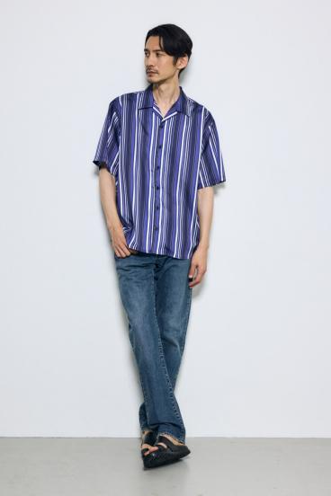 マルチストライプ半袖シャツ 詳細画像