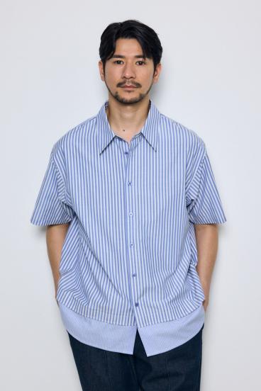 フェイクレーヤードストライプシャツ 詳細画像